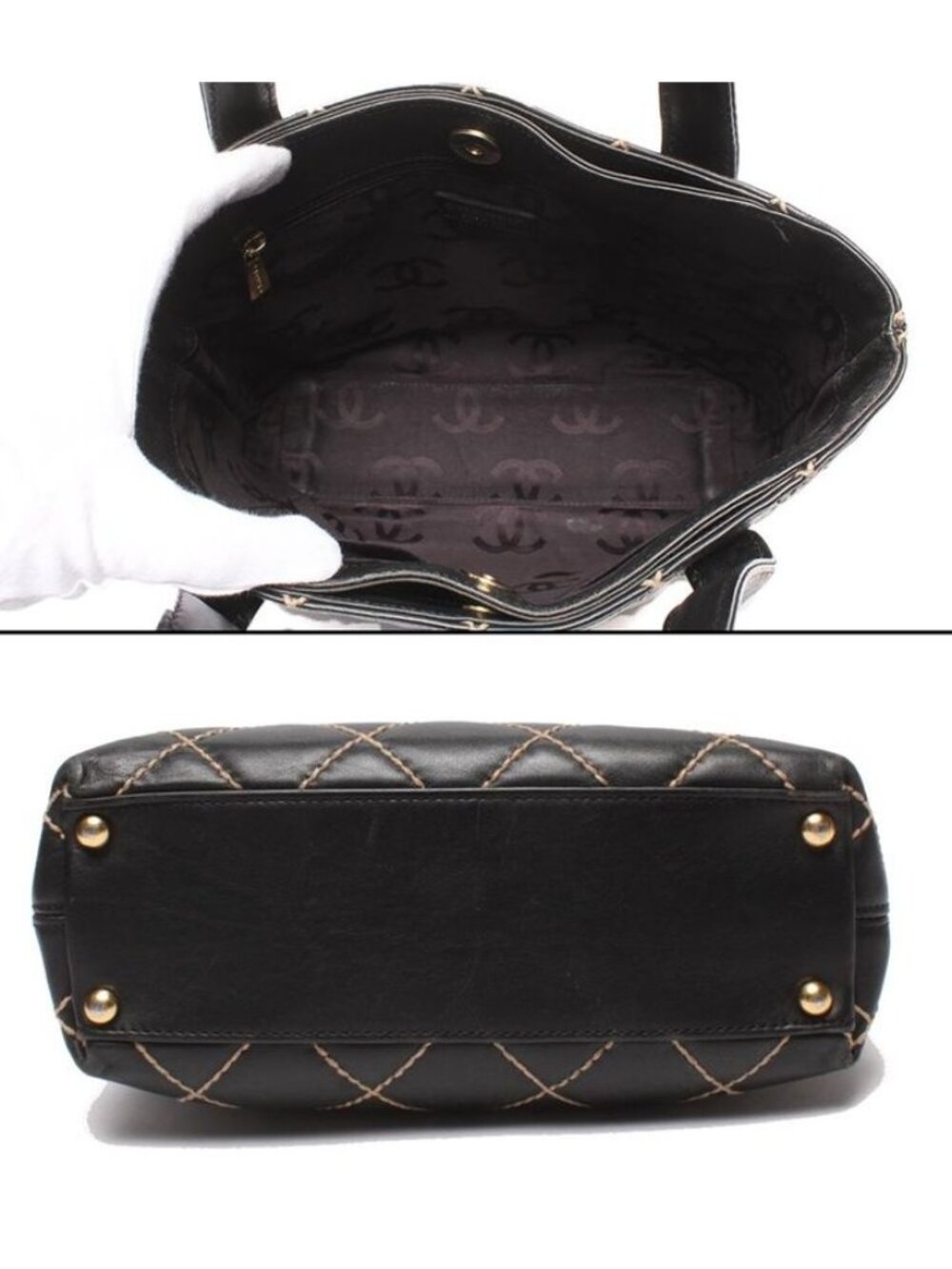 Chanel Tote Gold Wild Stitch CC Logo - Picture 3 of 10